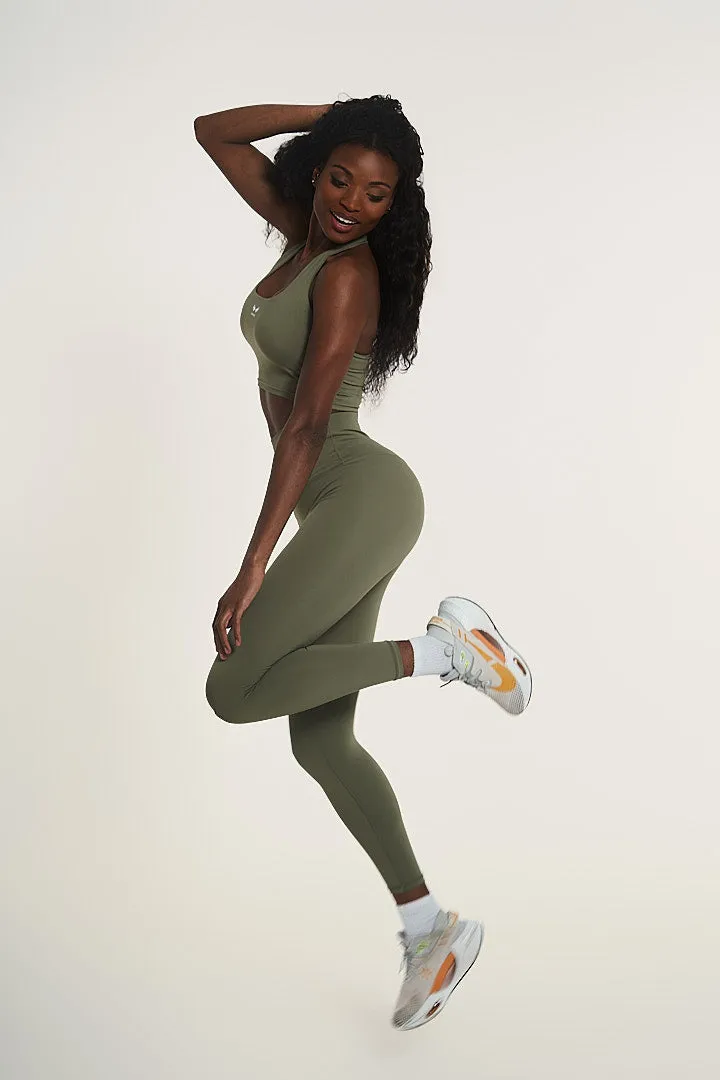 STAY BEAUTIFUL SECOND SKIN GREEN KHAKI LEGGINGS