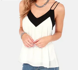 Style Tank Top Vest Women V-Neck Sleeveless Halter Blouse Shirt Casual Loose Tops Chiffon Plus Size