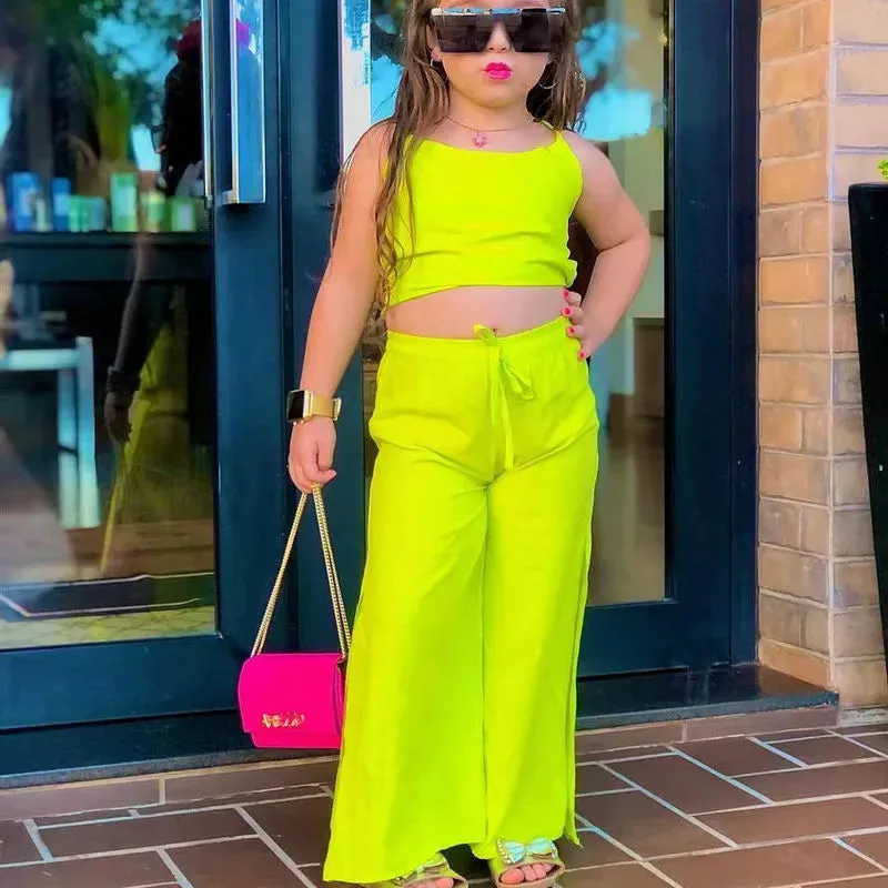 Summer Girls' Halter Crop Top Sets