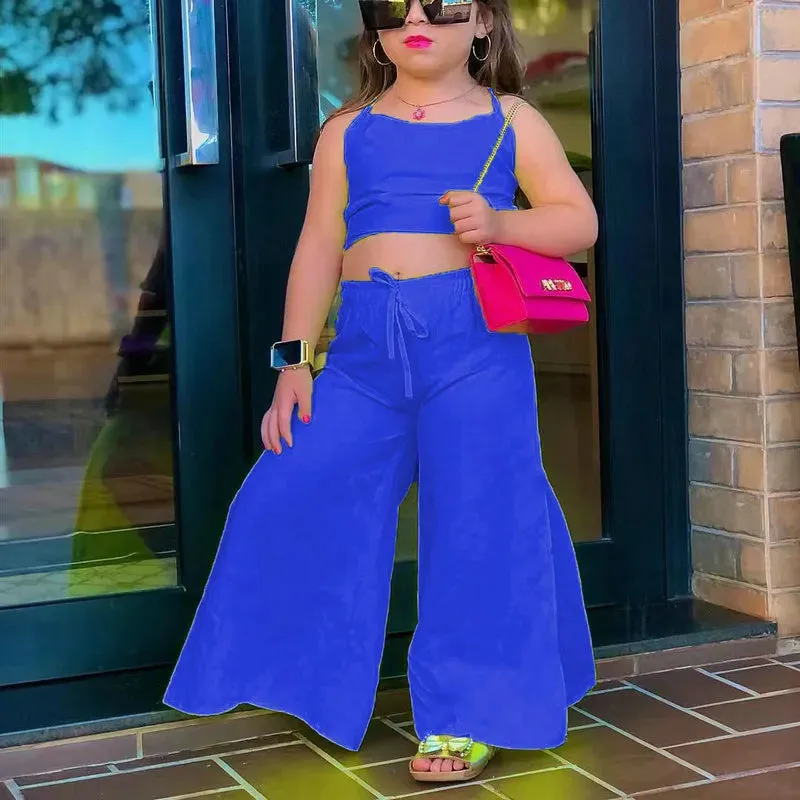 Summer Girls' Halter Crop Top Sets