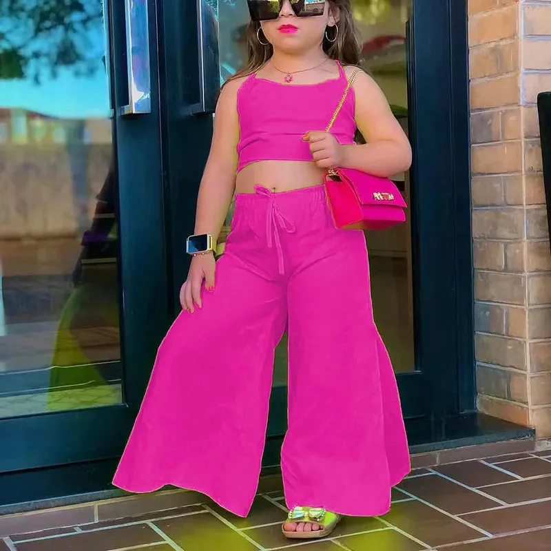 Summer Girls' Halter Crop Top Sets