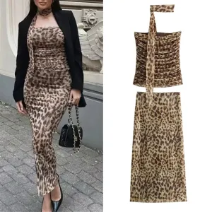 Summer Leopard Print Tulle Crop Top