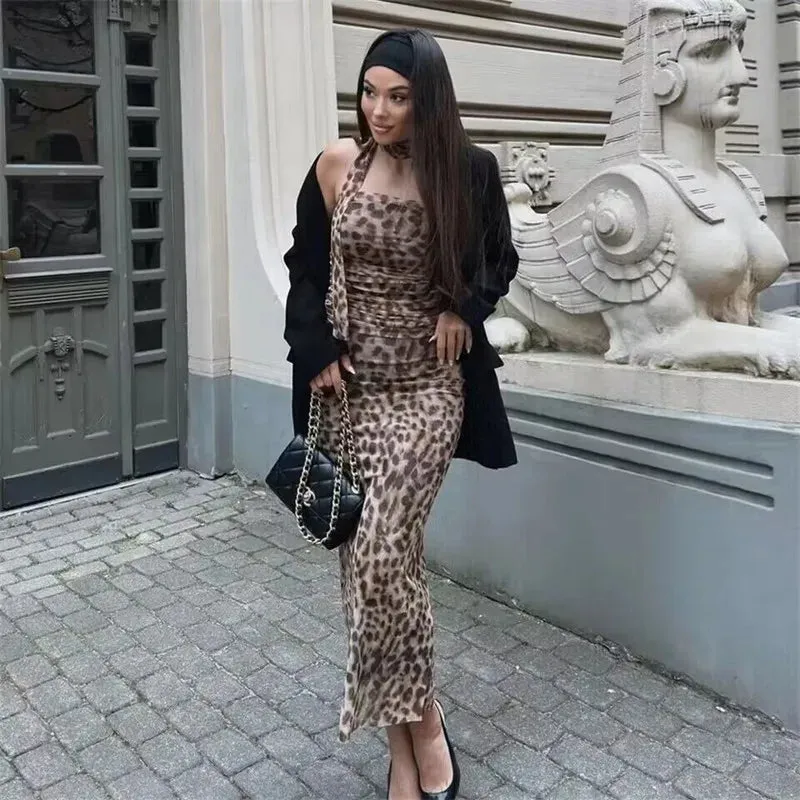 Summer Leopard Print Tulle Crop Top