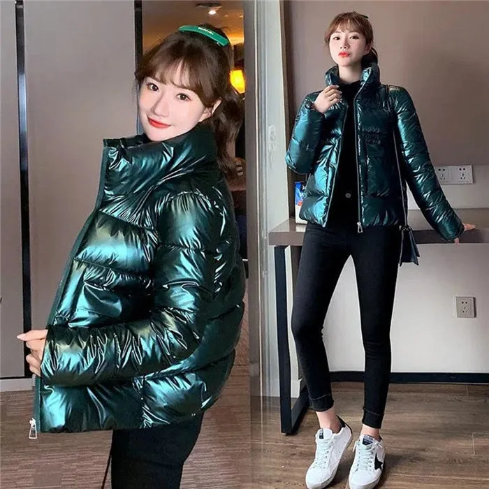 Thick Glossy Puffer Padded Down Coat