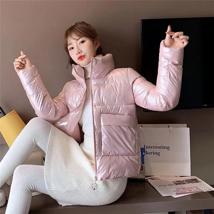 Thick Glossy Puffer Padded Down Coat