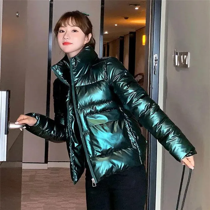 Thick Glossy Puffer Padded Down Coat