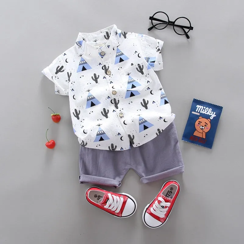 Toddler Boys 2 Piece Short Sleeve Shirt Shorts Set
