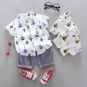 Toddler Boys 2 Piece Short Sleeve Shirt Shorts Set