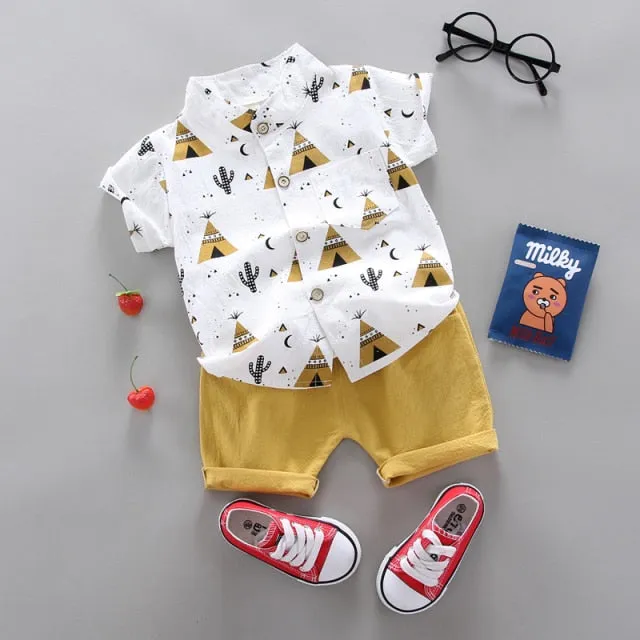 Toddler Boys 2 Piece Short Sleeve Shirt Shorts Set