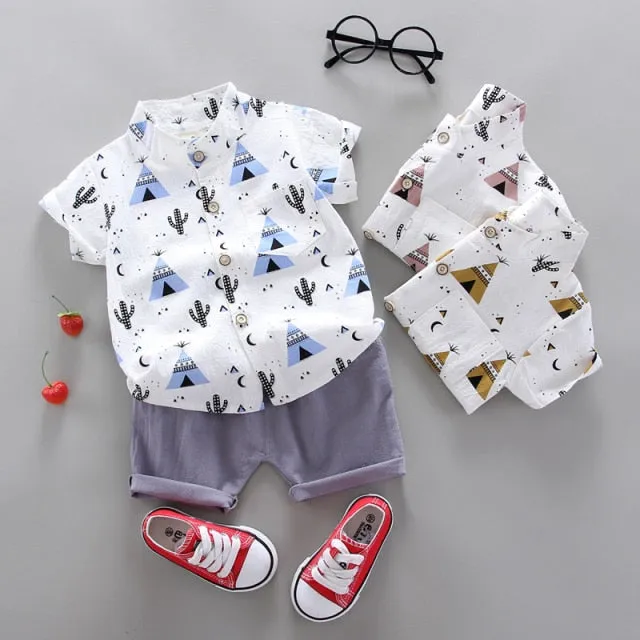 Toddler Boys 2 Piece Short Sleeve Shirt Shorts Set