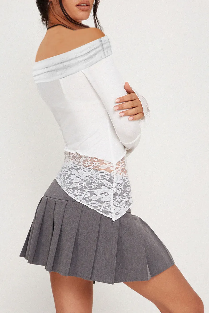 TS3204 Lace Off Shoulder Shirt Top