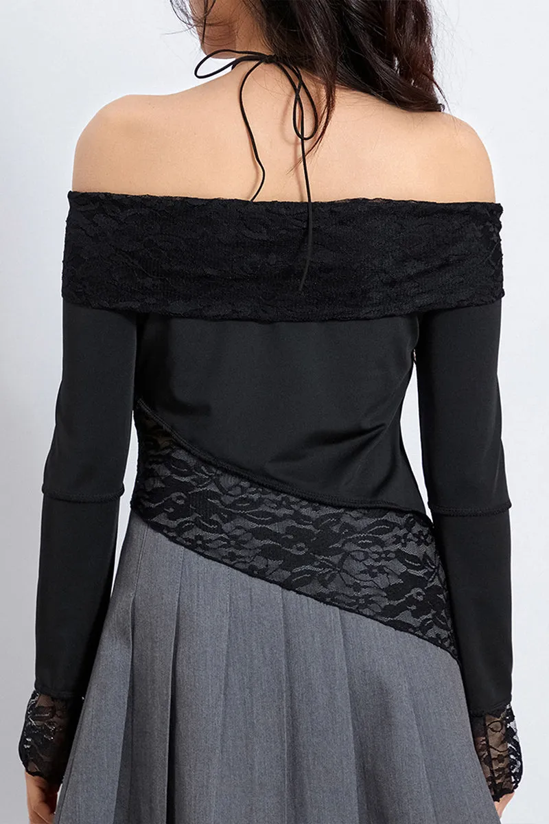 TS3204 Lace Off Shoulder Shirt Top