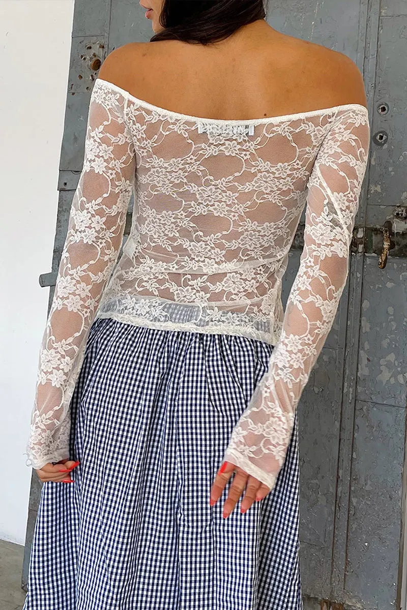 TS3217 Lace Crop Shirt Top