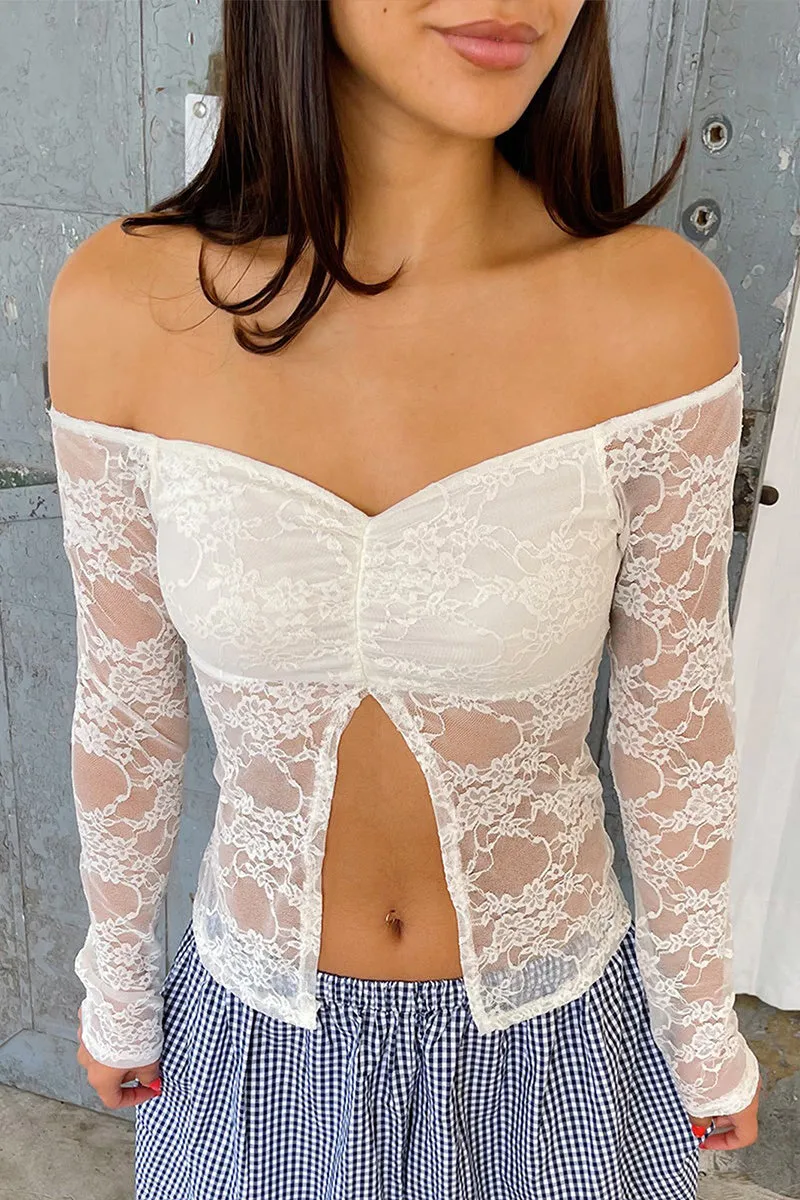 TS3217 Lace Crop Shirt Top