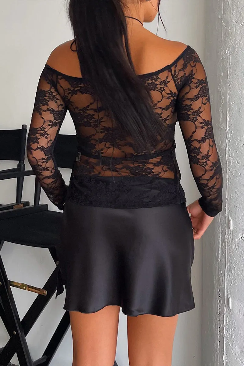 TS3217 Lace Crop Shirt Top