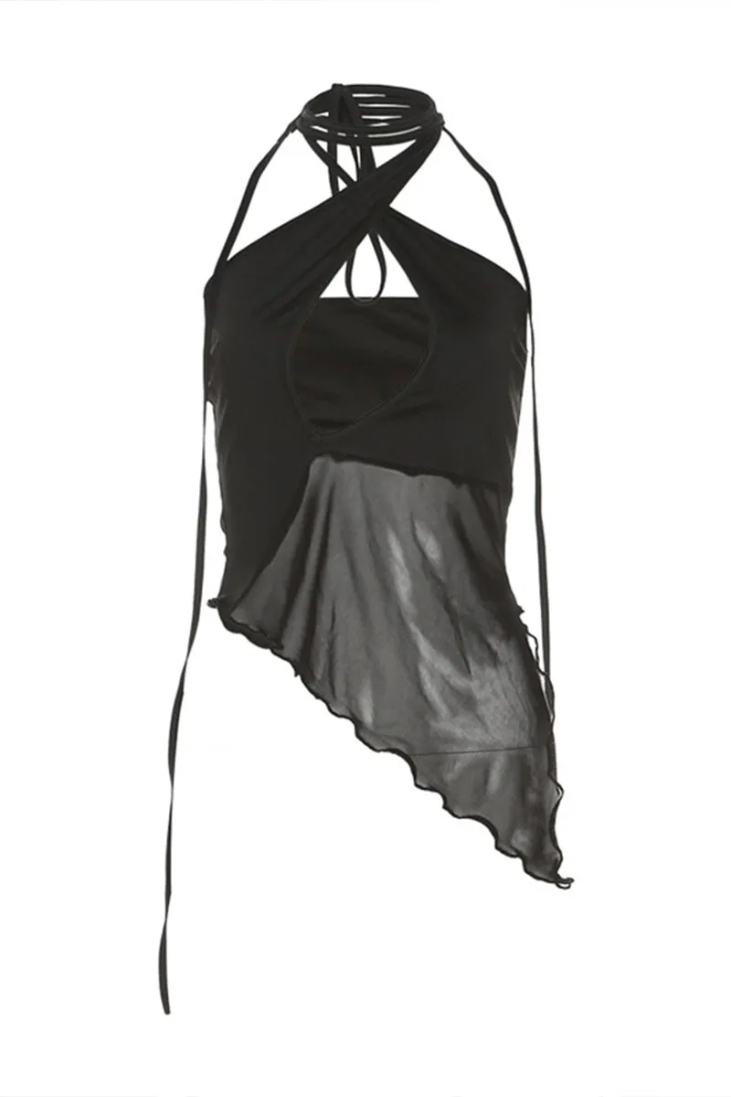 TS3245 Criss Cross Sheer Top