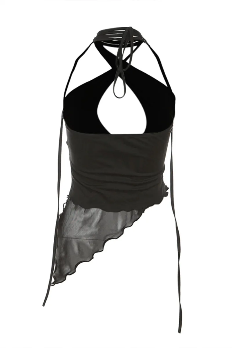 TS3245 Criss Cross Sheer Top