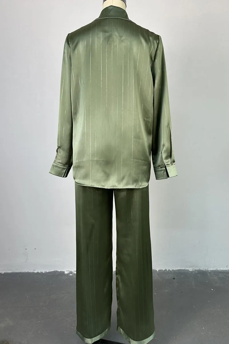 UM0415 Wide Leg Pants and Shirts Set