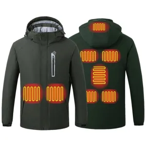 USB Heating Hooded 8 Zone Heated Men Jackets Waterproof Outdoor Coat Windbreaker