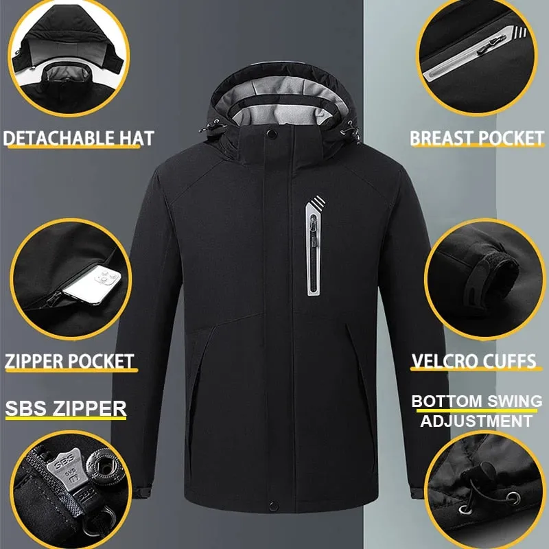 USB Heating Hooded 8 Zone Heated Men Jackets Waterproof Outdoor Coat Windbreaker