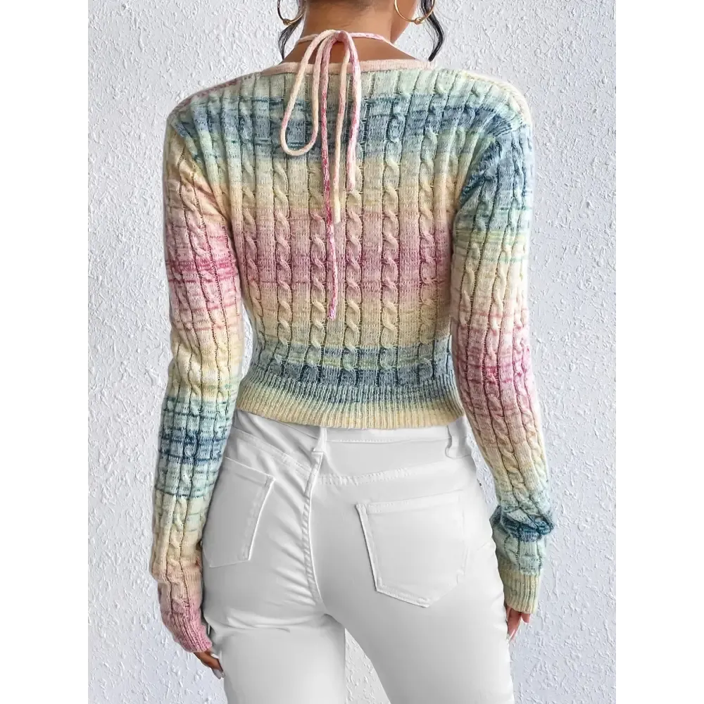 Vibrant Crochet Halter Neck Top with Open Shoulder Design