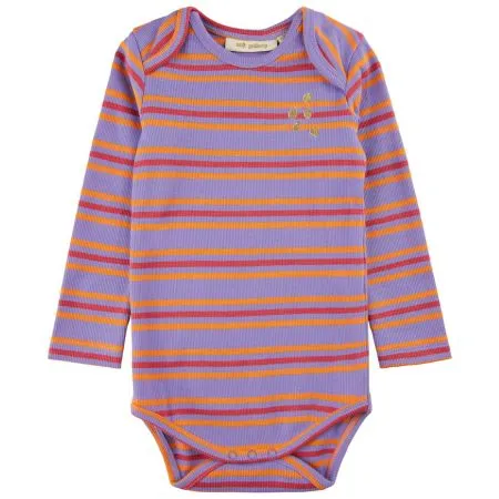 Violet Stripe Ribbed Long Sleeve Bodysuit