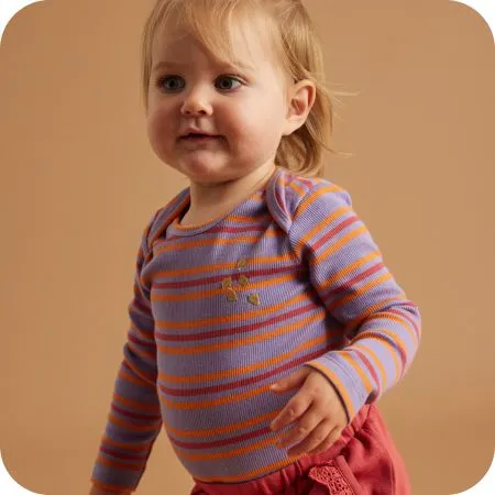 Violet Stripe Ribbed Long Sleeve Bodysuit