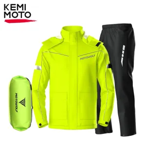 Waterproof Motorcycle Rain Suit - Reflective, Durable, and Portable Raincoat & Pants for Bikers