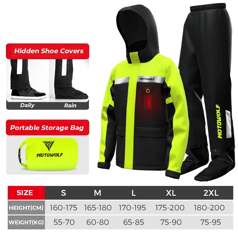 Waterproof Motorcycle Rain Suit - Reflective, Durable, and Portable Raincoat & Pants for Bikers