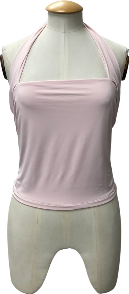 White Fox Pink Out Of Touch Halter Neck Top UK L