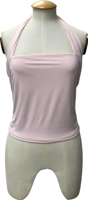 White Fox Pink Out Of Touch Halter Neck Top UK L