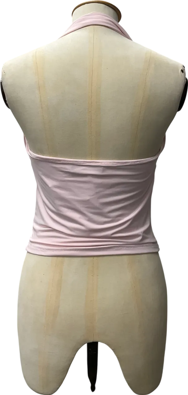 White Fox Pink Out Of Touch Halter Neck Top UK L