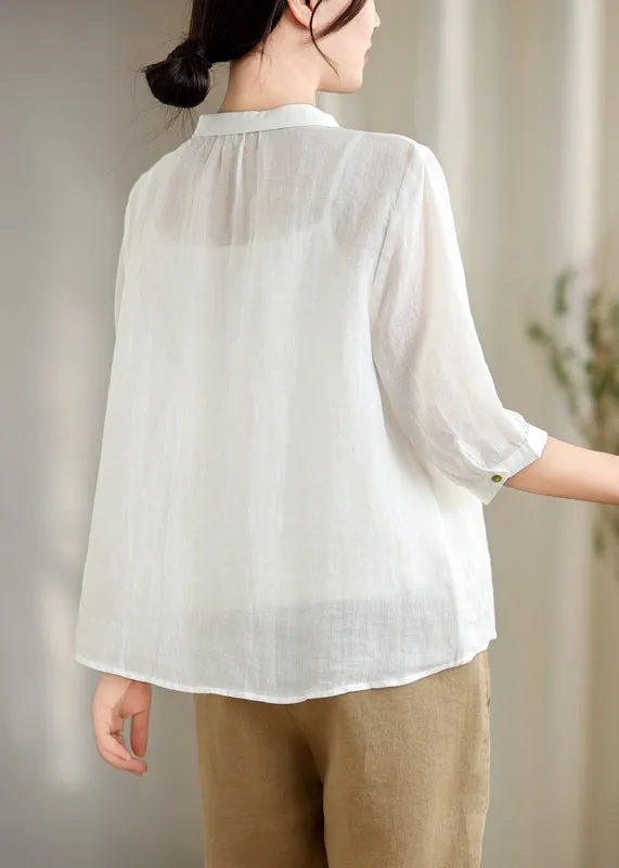 White Oversized Cotton Shirts Wrinkled Half Sleeve