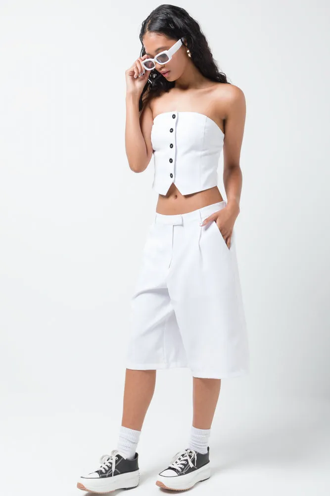 Wide Leg Short Pants White