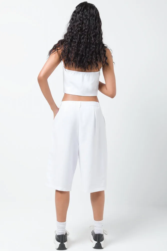 Wide Leg Short Pants White