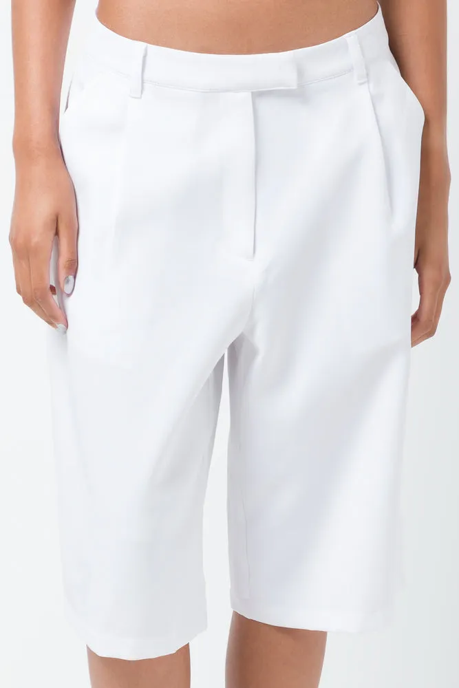 Wide Leg Short Pants White