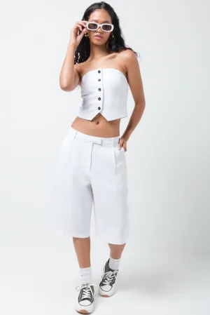 Wide Leg Short Pants White