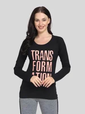 Women Black Typography Printed Tops & T-Shirts - YOLO TOP-BK