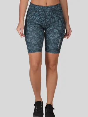 Women Green-Leaf Printed Shorts-SHADOW SHORTS HD_GN-LF