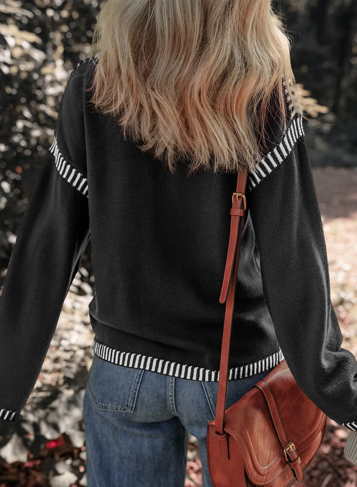 Women's Contrast Cable Knit Pullover Sweater (Buy 2 Free Shipping)