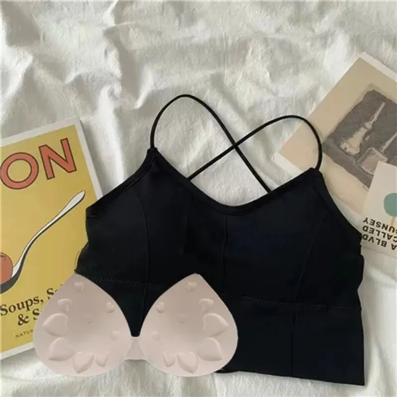 Women's Cross Strap Push-Up Sports Bra Top - Yoga Gym Crop Top, Fitness Brassiere, Breathable