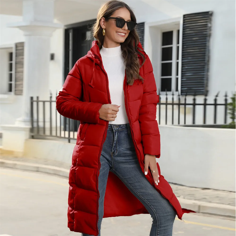Women’s Long Hem Puffer Jacket with Zip Up Front