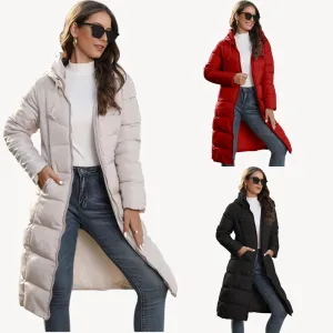 Women’s Long Hem Puffer Jacket with Zip Up Front