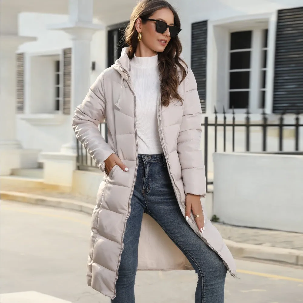 Women’s Long Hem Puffer Jacket with Zip Up Front