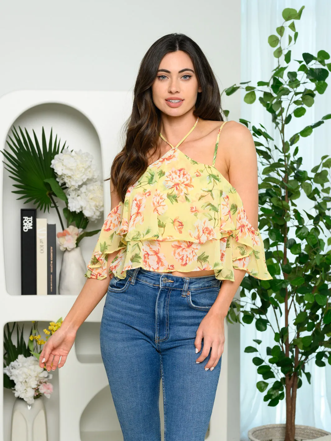 WOMEN'S OFF SHOULDER FLORAL CAMI TOP