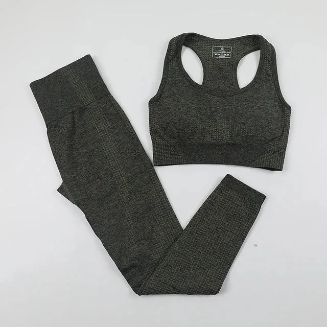 Women's Vital Seamless Yoga Set: Gym Leggings   Cropped Shirts, Fitness Sport Suit with Long Sleeve Tracksuit, Active Wear