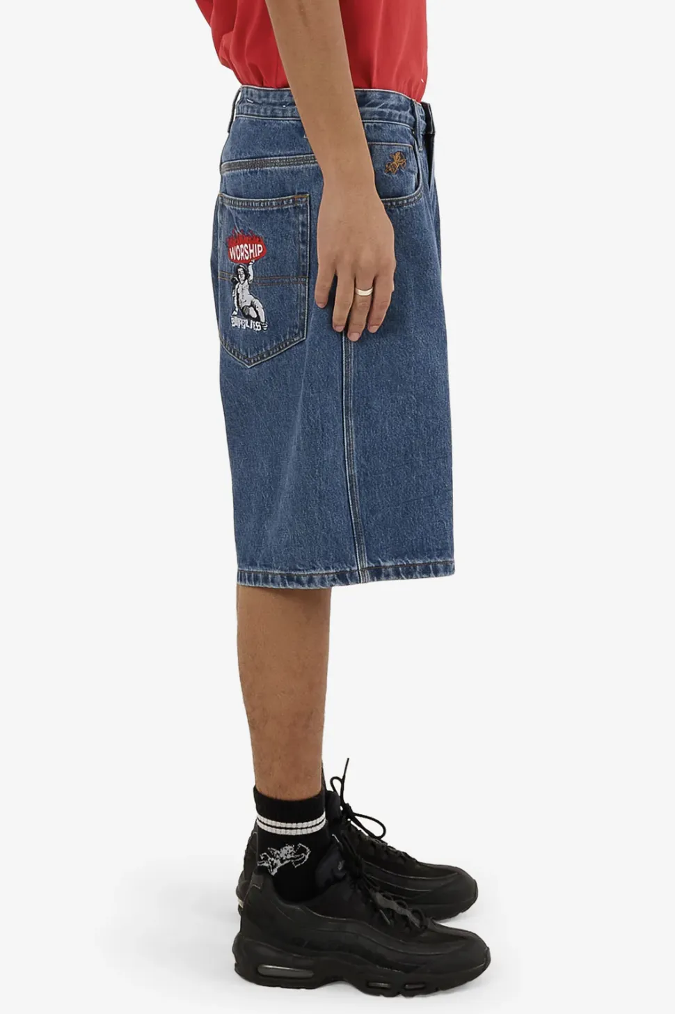 WORSHIP SUPPLIES HOLD UP BIG DAWG JEAN SHORT - SKY HIGH BLUE