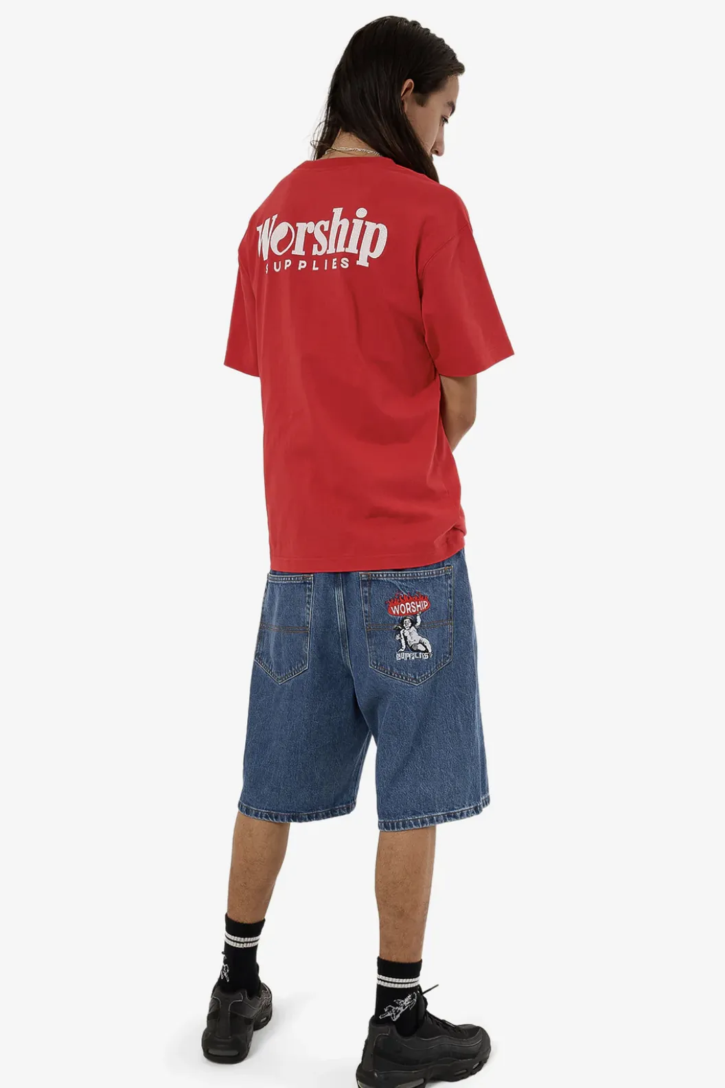 WORSHIP SUPPLIES HOLD UP BIG DAWG JEAN SHORT - SKY HIGH BLUE