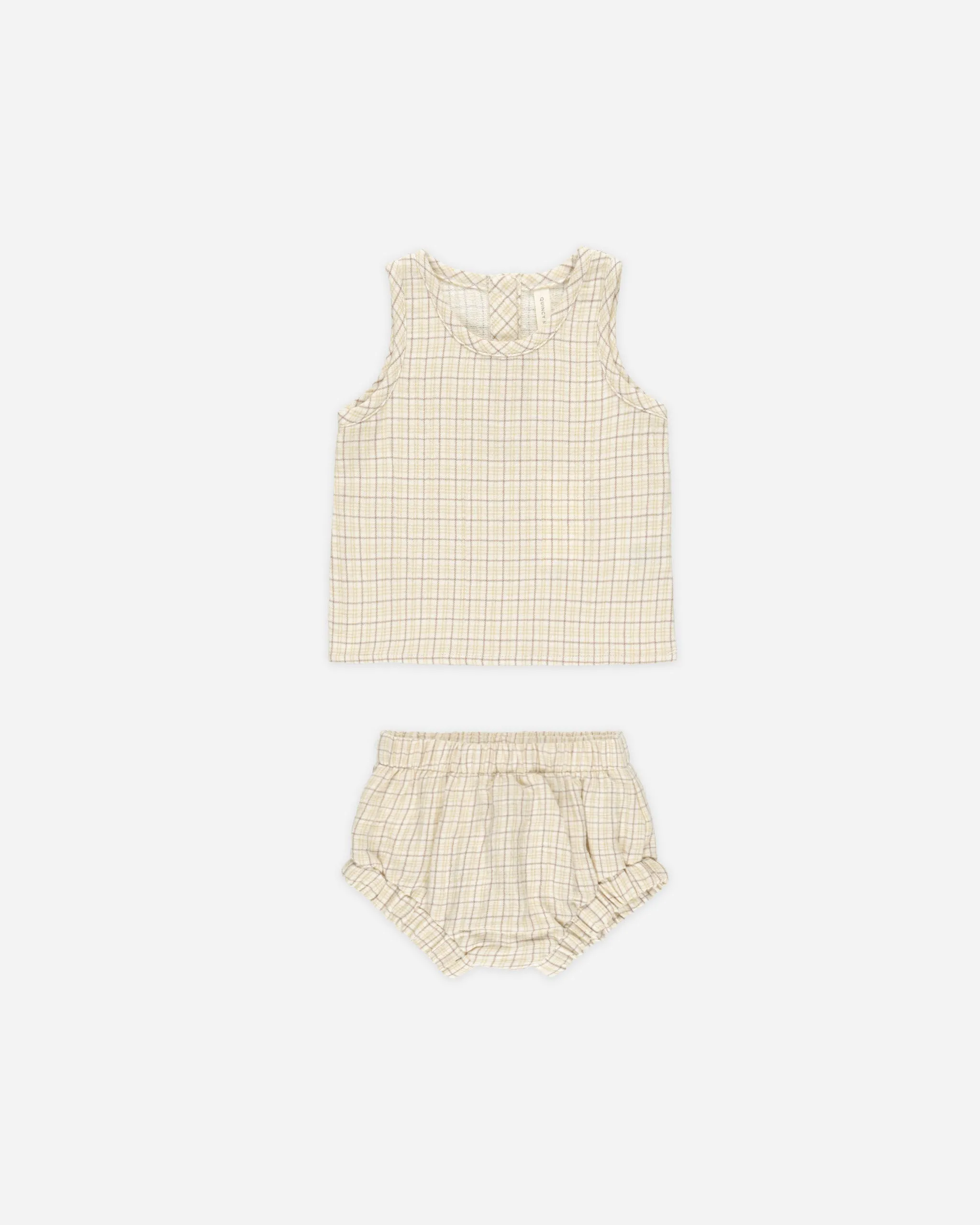 Woven Tank   Short Set || Yellow Plaid