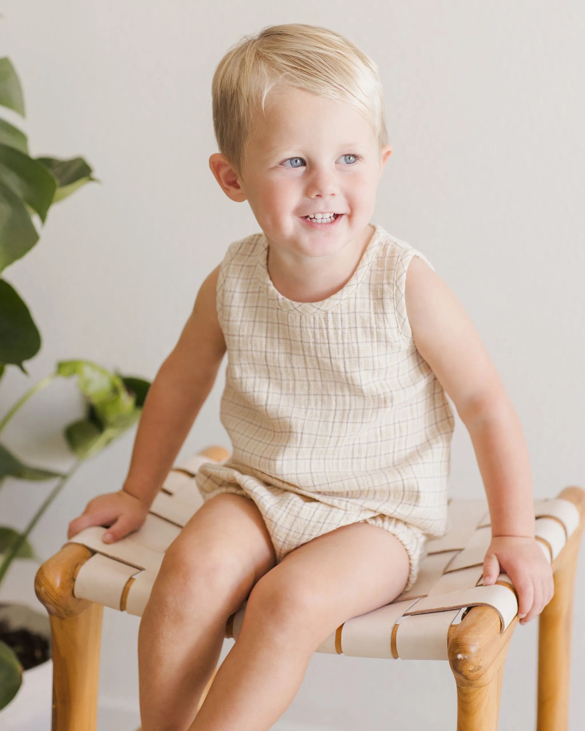 Woven Tank   Short Set || Yellow Plaid